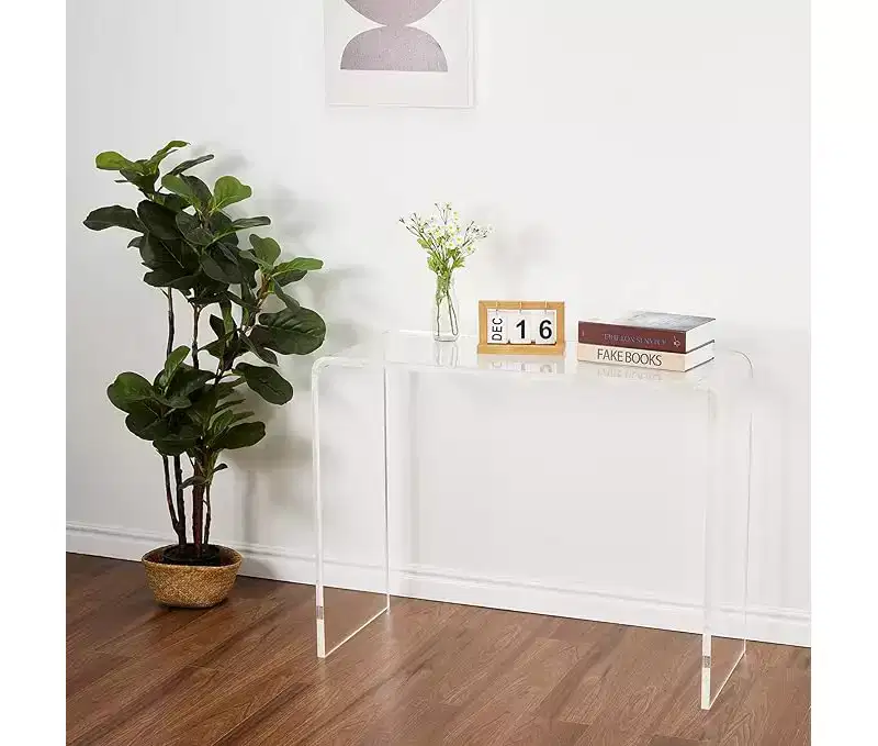 Clear Acrylic Console Table, Modern Narrow Side Table for Foyer, Living Room, Dining Room, Transparent Entryway Accent, 38 * 15 * 29 Inches