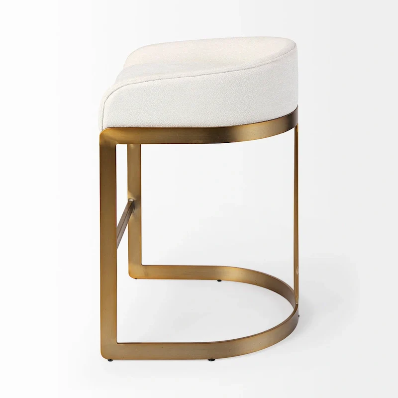 Cream Fabric Seat Counter Stool with Gold Metal Frame