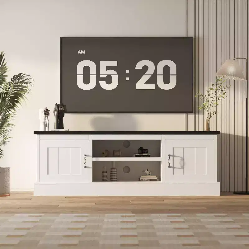 TV Stand with Storage Cabinets and Shelves, Fits TVs Up to 65 Inches