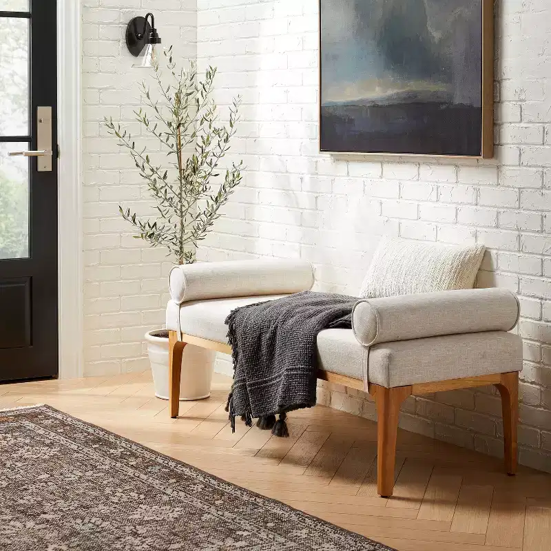 Bench with Bolster Pillows Linen - designed with
