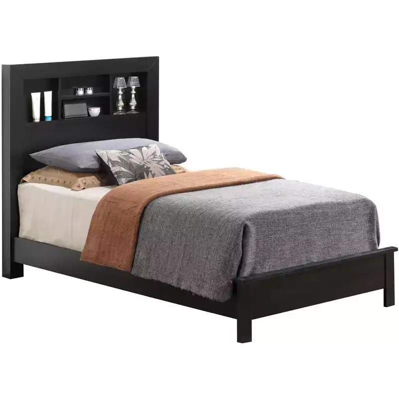 Passion Furniture Burlington Twin Platform Bed with Storage Shelf