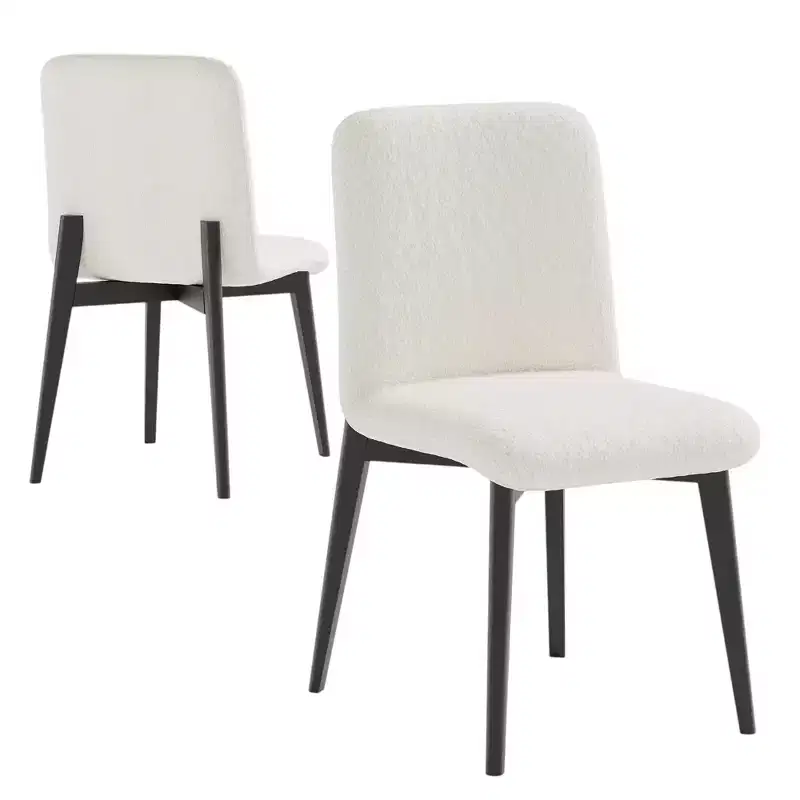 HomeRoots Set of Two White and Black Upholstered Boucle Dining Side Chairs
