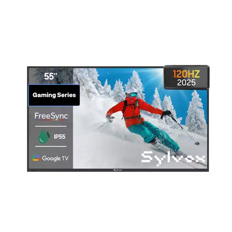 SYLVOX 55 Outdoor TV, 4K 120Hz Smart Google TV with Dolby Vision, Dobly Atmos, IP55 Waterproof, 1000nits Brightness TV for Partial Sun Area (Gaming)