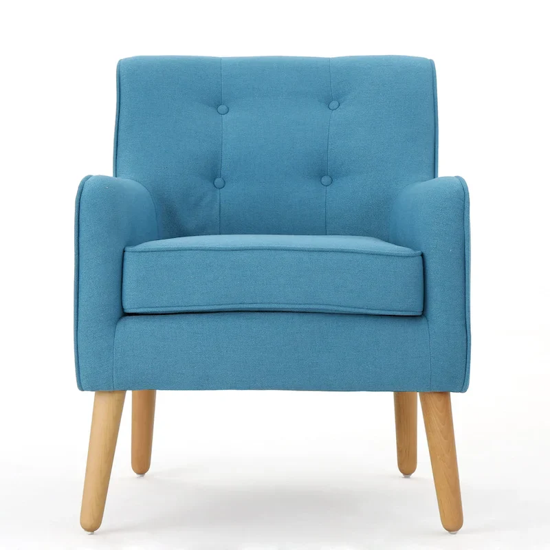 Upholstered Button-Tufted Accent Chair with Iron Hairpin Legs