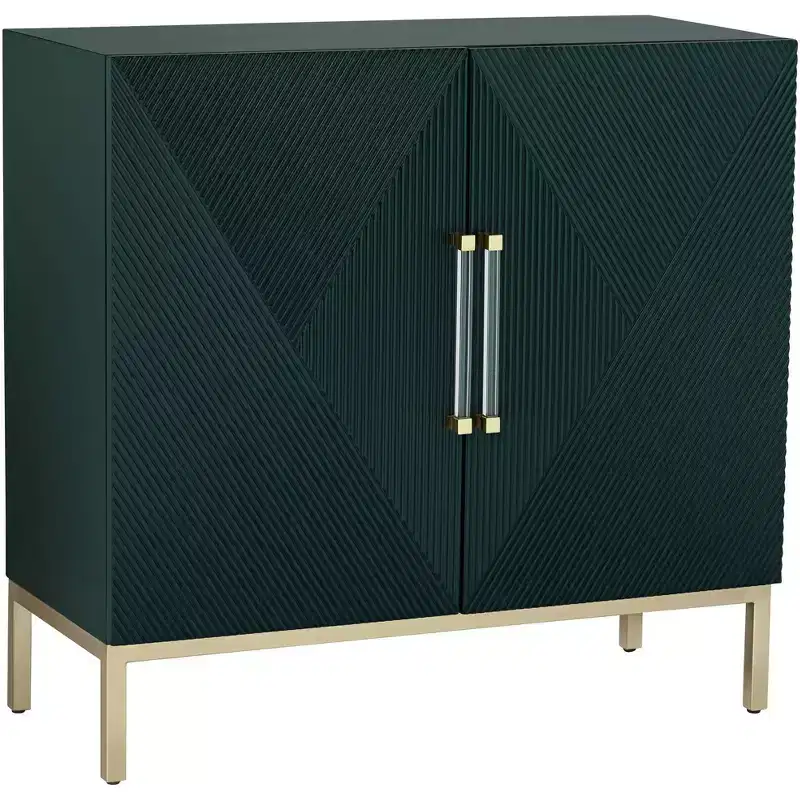 55 Downing Street Saga 36 Wide Green and Gold 2-Door Accent Chest