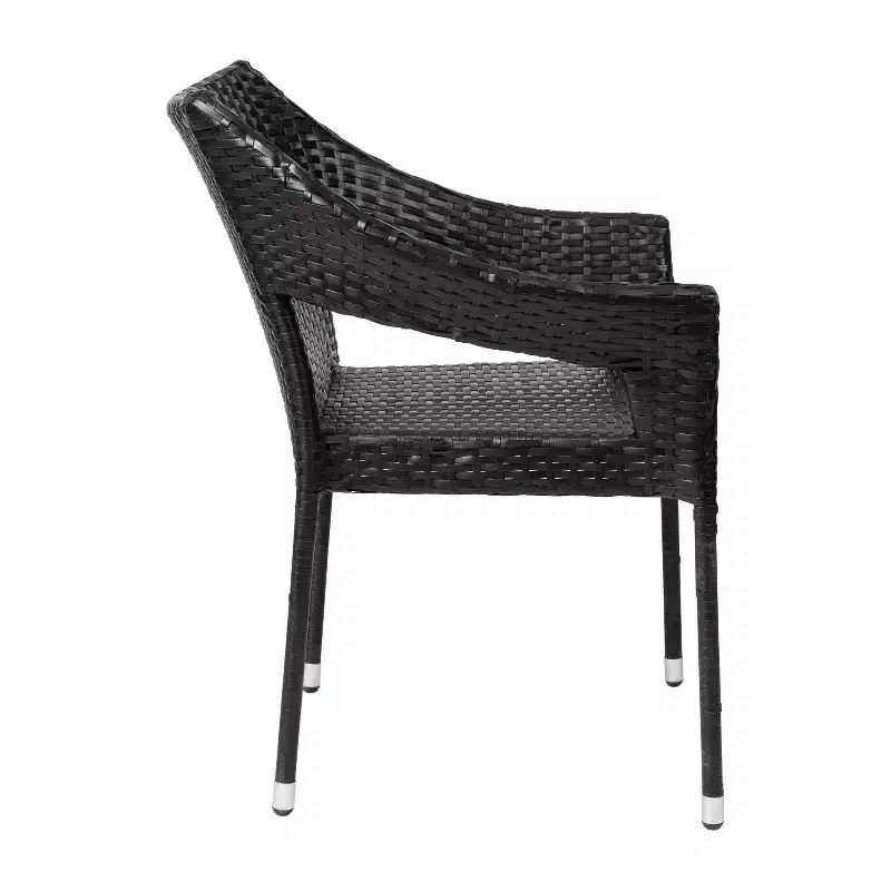 Flash Furniture Ethan Commercial Grade Stacking Patio Chair, All Weather PE Rattan Wicker Patio Dining Chair