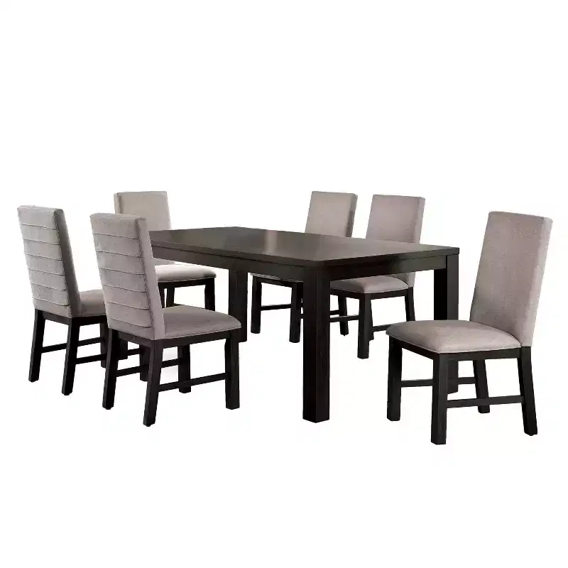 : Inside + Out 7pc Brightpeak Transitional Dining Table Set Antique Black/Gray
