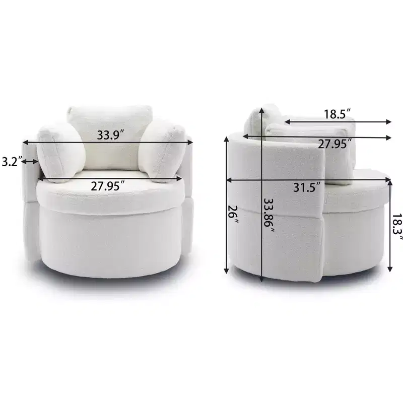Modern Accent Chairs for Bedroom, Teddy Fabric Swivel and Storage Chair With Back Cushion For Living Room