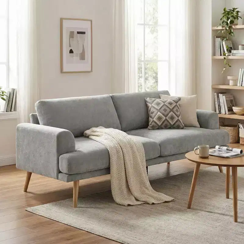 79.9 Sofa Couch for Living Room, 3-Seater Sofa with Rubberwood Legs, Sofa Chair for Home/Apartment, Gray - ModernLuxe