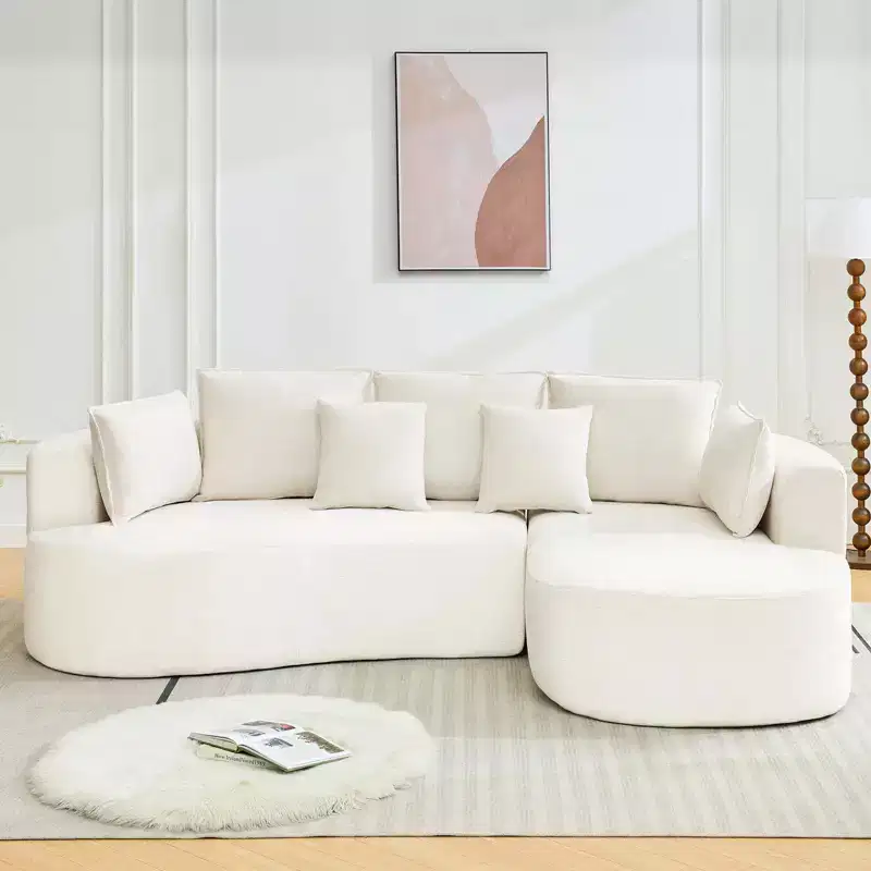 106 Modern Curved Sectional Cloud Sofa with Chaise Lounge, Modular Chenille Fabric Sleeper Couch, No Assembly Required