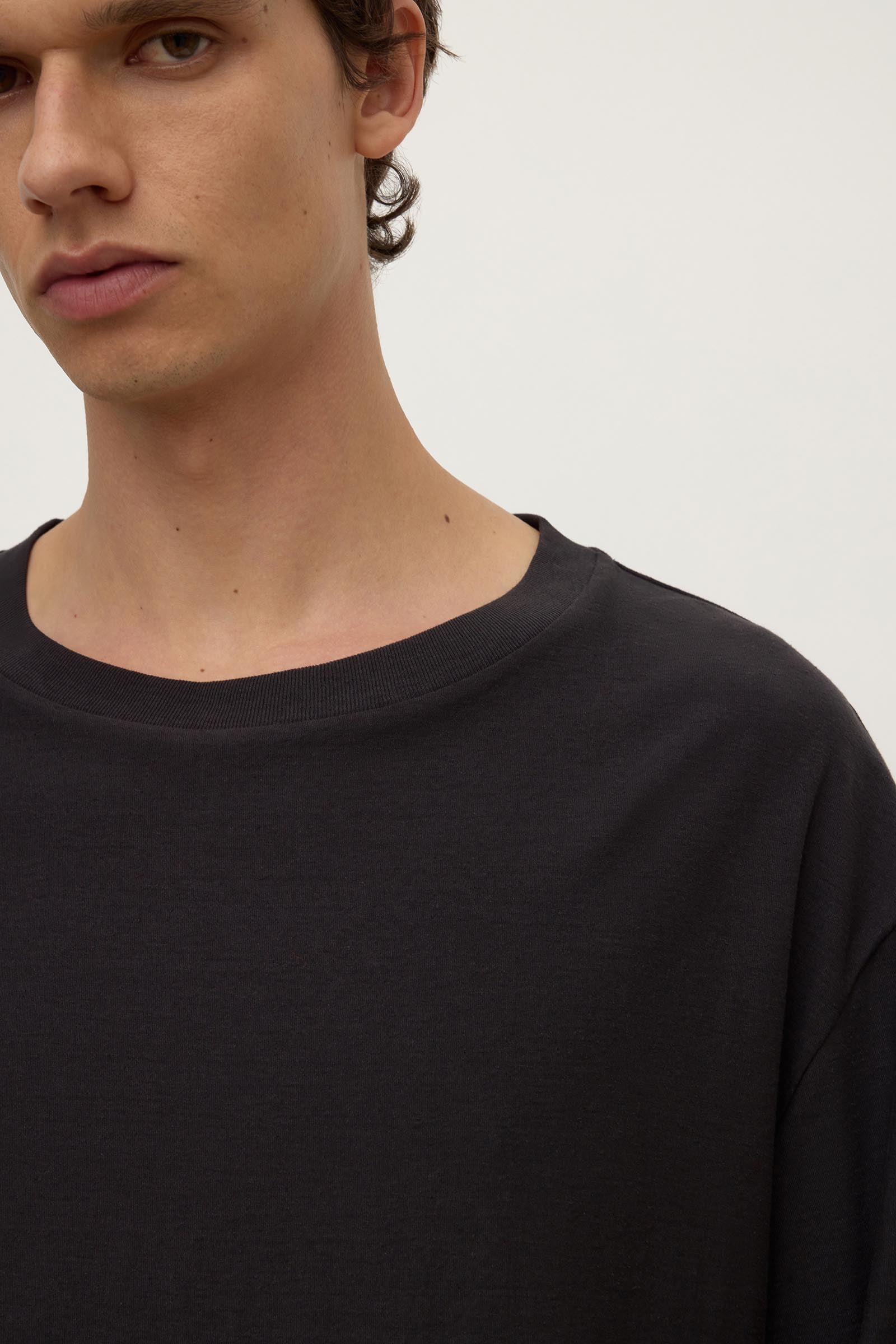 Washed Black Cotton Hemp Long Sleeve Tee