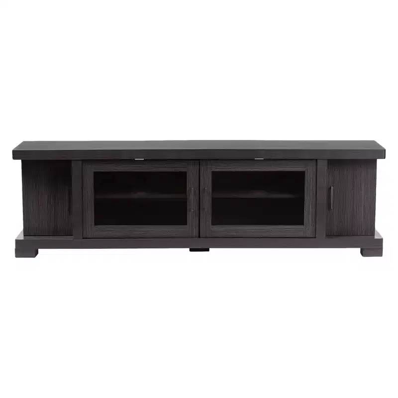 Viveka Wood Cabinet with 2 Glass Doors and 2 Doors TV Stand for TVs up to 75 Dark Brown - Baxton Studio
