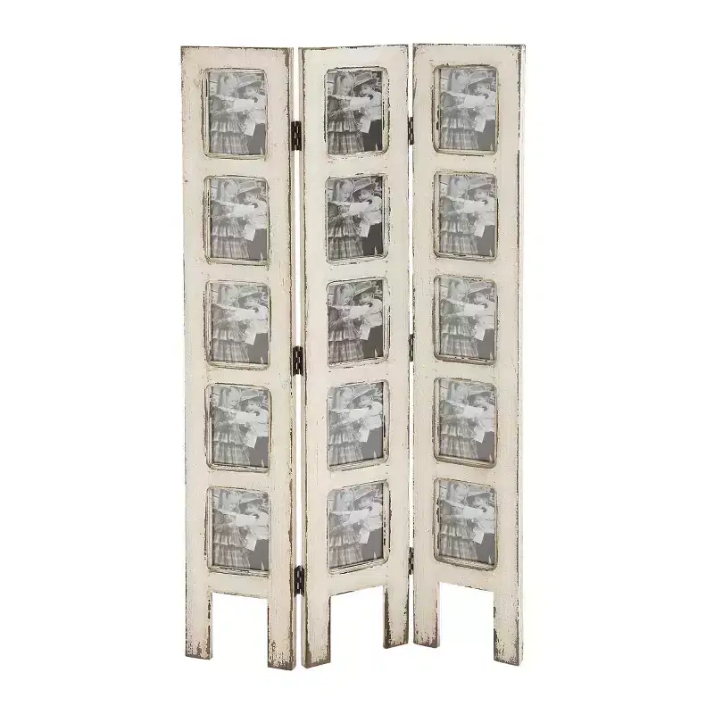 Farmhouse Chinquapin Wood Rectangle Room Divider Screen White - Olivia & May