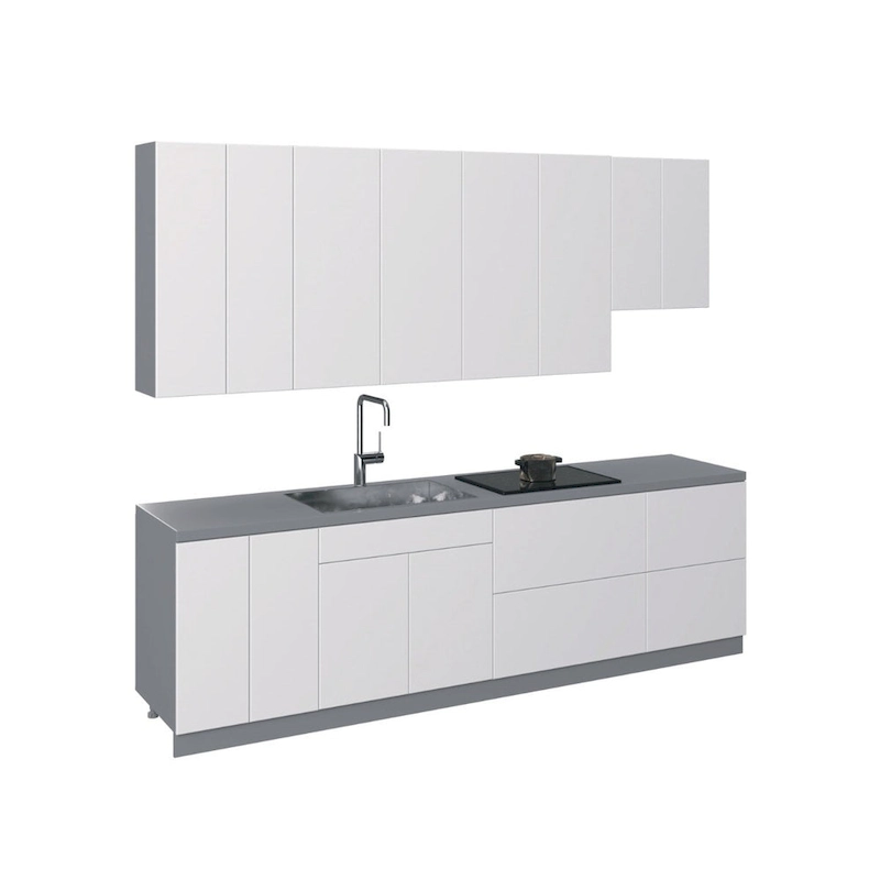 Kitchen Contemporary Collection White Gloss Color Base Size 9.5Ft Wide - 114x24