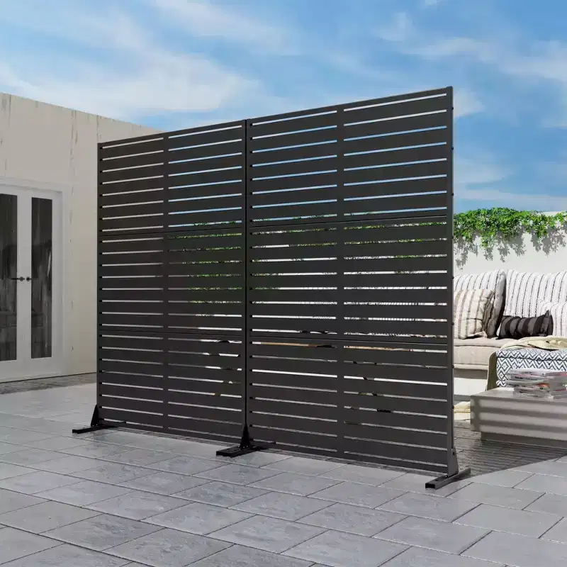 8-Fold Louver Black Galvanized Aesthetic Room Divider | 183H x 120W x 40D cm