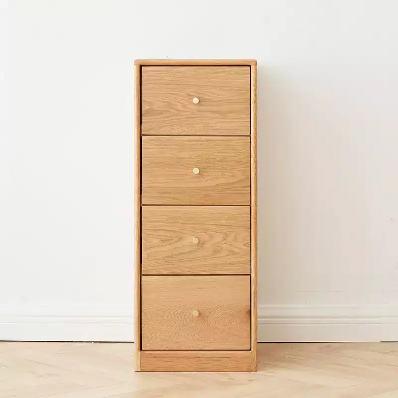 Nightstand with 4 Drawers, Wooden Bedside Table with Storage, Small Dresser Organizer, Freestanding Storage Cabinet for Bedroom Hallway Small Space