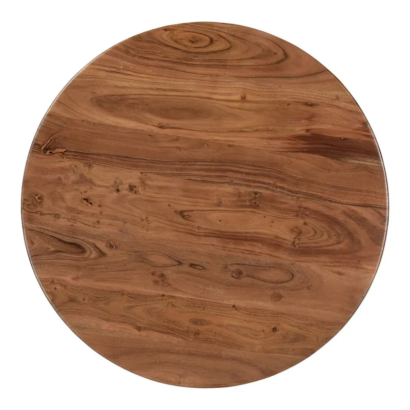 Black / Natural, Modern Round Pedestal Coffee Table for 1 – Solid Wood, 30W x 30D x 14H