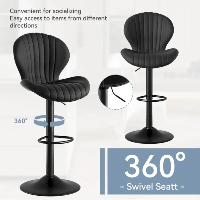 Set of 2 Modern Fabric Bar Stool with Iron Frame