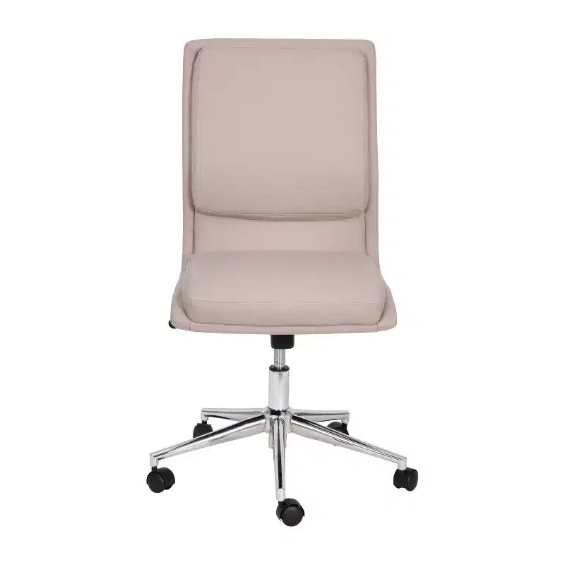 Mid-Back Armless Swivel Task Office Chair Bonded Leather Adjustable Metal Base