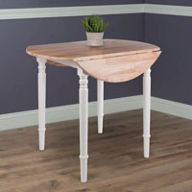 Round Drop Leaf Dining Table with Turned Legs