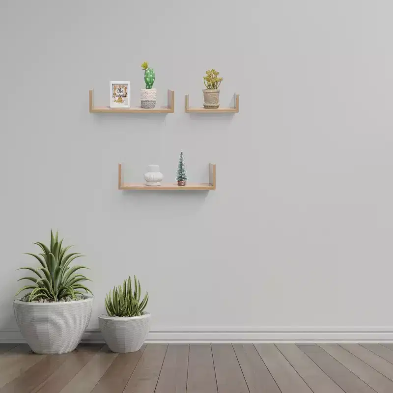 14 Maple Floating Shelf C invisible-bracket wood wall mount, perfect bathroom/bedroom/kitchen dcor or book/plant display, easy install.