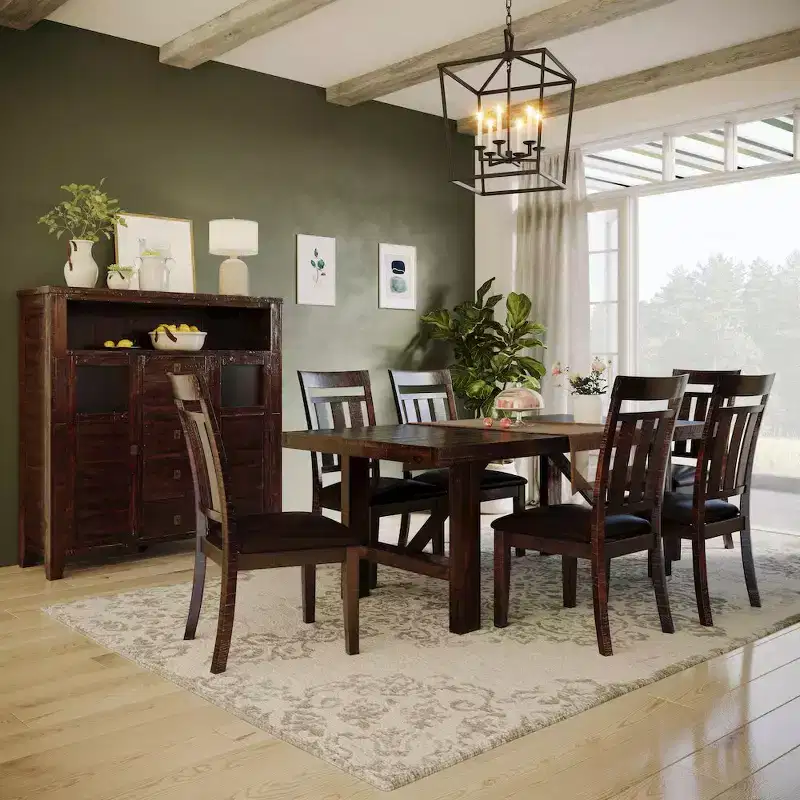 Jofran,Distressed Rustic Solid Acacia Upholstered Slat-back Dining Chair (Set of 2)
