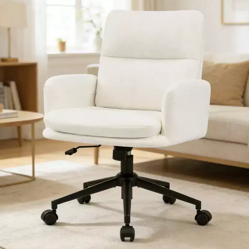 Furniliving Modern Home Office Desk Chair With High BackrestChenille Upholstered Accent Chair