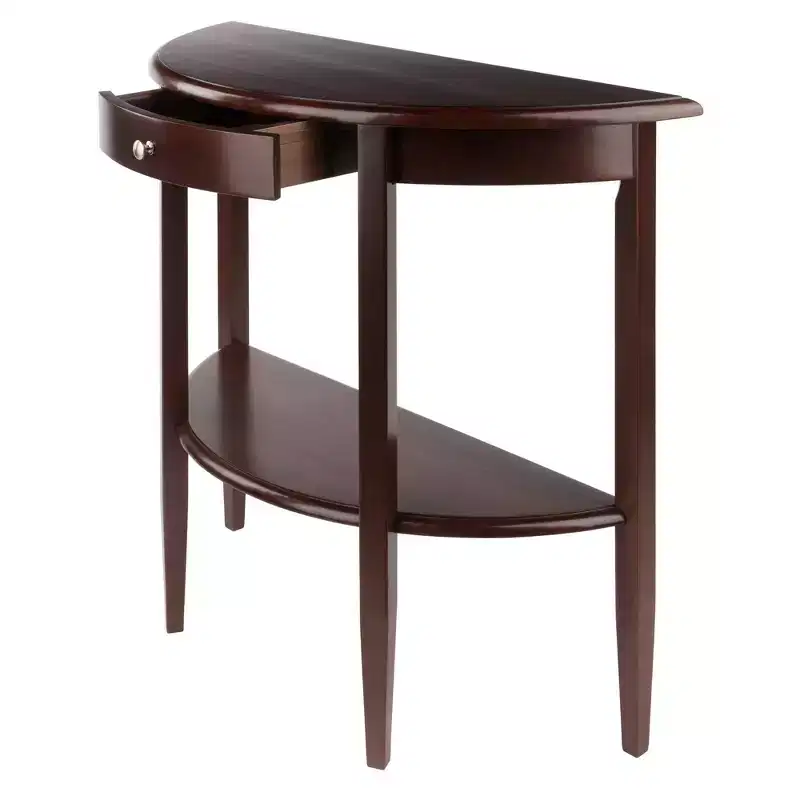 Winsome Concord Hall / Console Table, Half Moon with Drawer, Shelf - Antique Walnut: Entryway Furniture with Storage, Wood Composite
