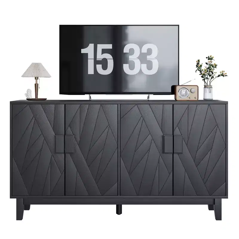 Modern Style Buffet Cabinet, Storage Side Cabinet Buffet Cabinet, Medieval Modern Multifunctional Decorative Cabinet, Black