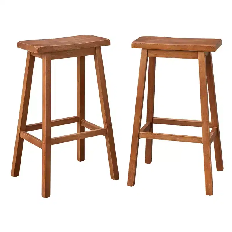 Buylateral Set of 2 Marney Bar Height 30" Saddle Stool Driftwood