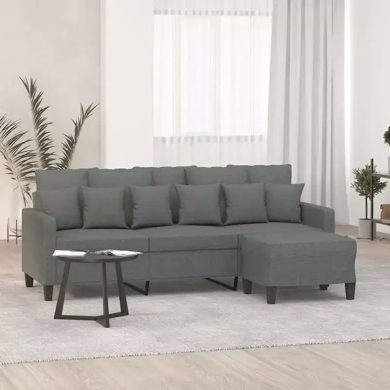 3-Seater Sofa with Footstool for Living Room - Fabric Upholstered
