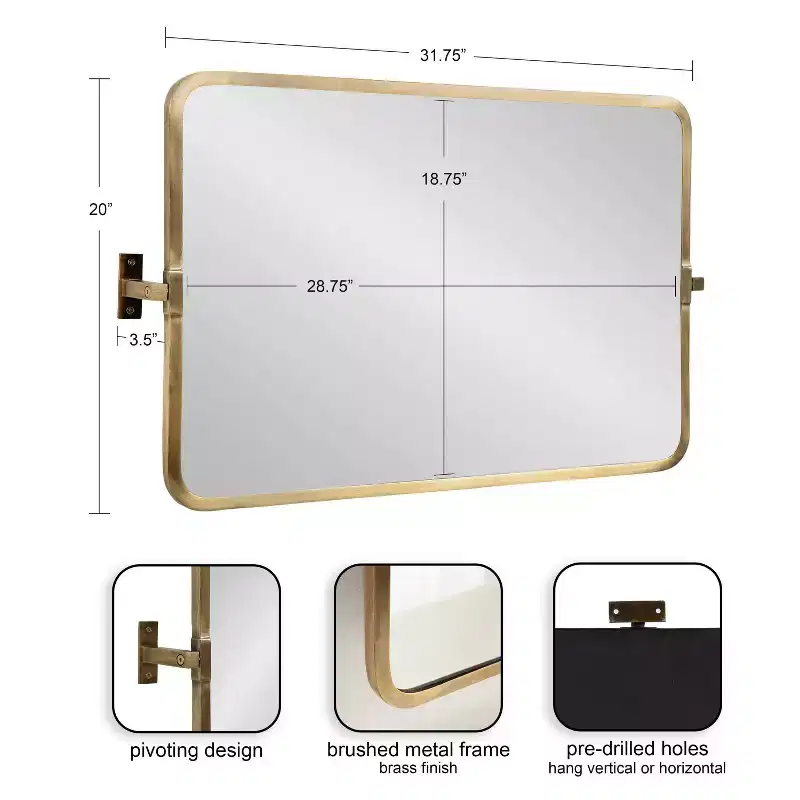 Kate & Laurel All Things Decor 20"X32" Elijah Pivot Wall Mirror Gold