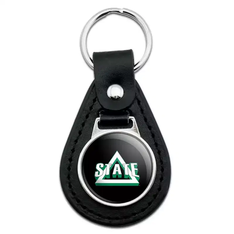Delta State Secondary Logo Black Leather Keychain