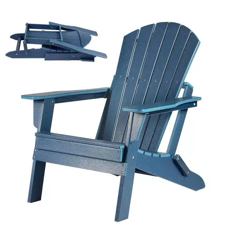 Folding Adirondack Chair - Plastic, Wide Armrest, Deep Seat, Weather Resistant, Waterproof, UV Resistant for Patio Lawn Garden Backyard Fire Pit