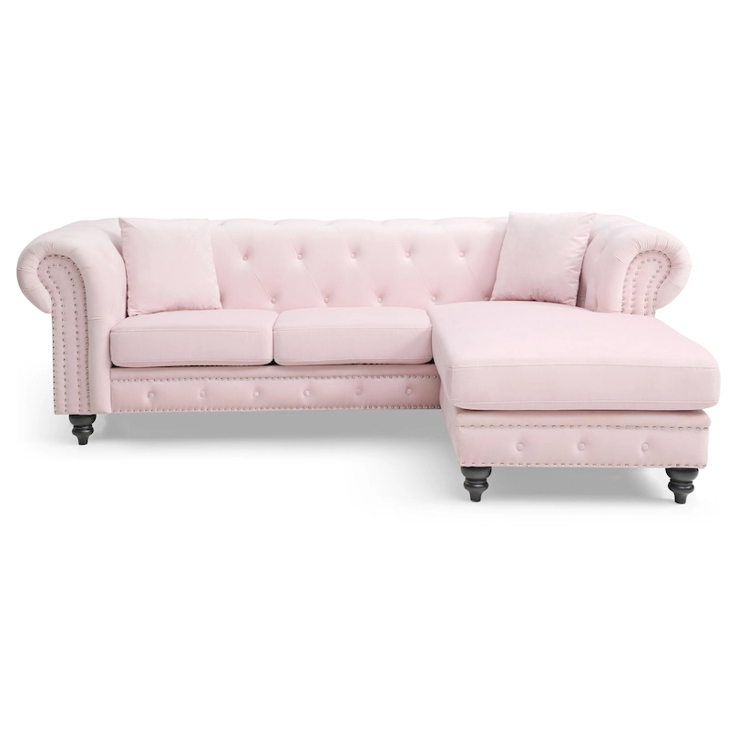 Nola 98 in. 3-Seater Velvet Sofa with 2-Throw Pillow - 98L x 37W x 31H
