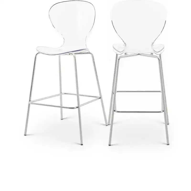 Meridian Furniture,Clarion Chrome Metal Stool, Set of 2