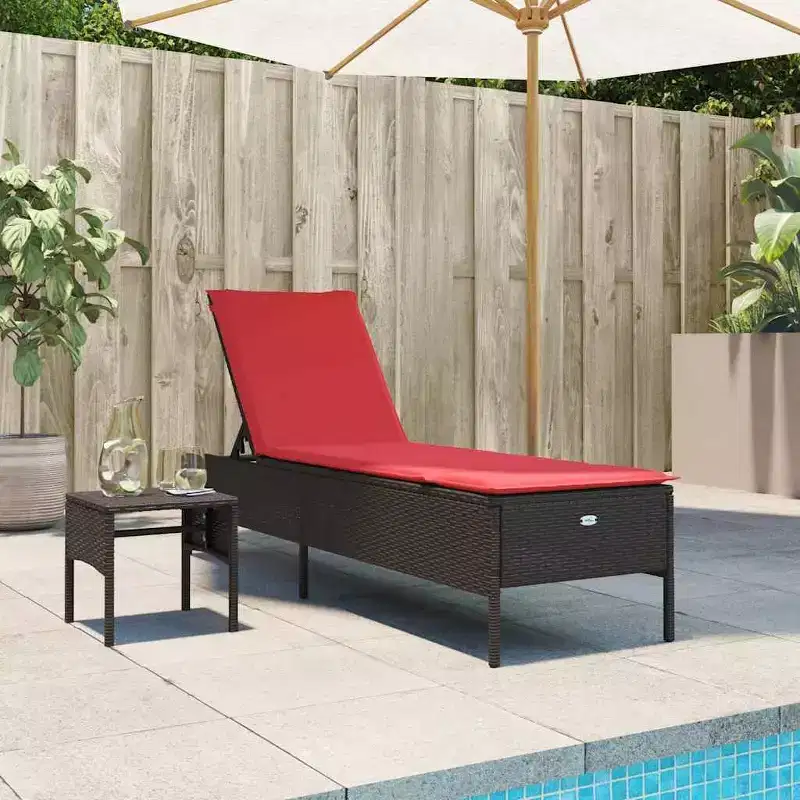vidaXL Patio Sun Lounger PE rattan Single Multi-Position Backrest