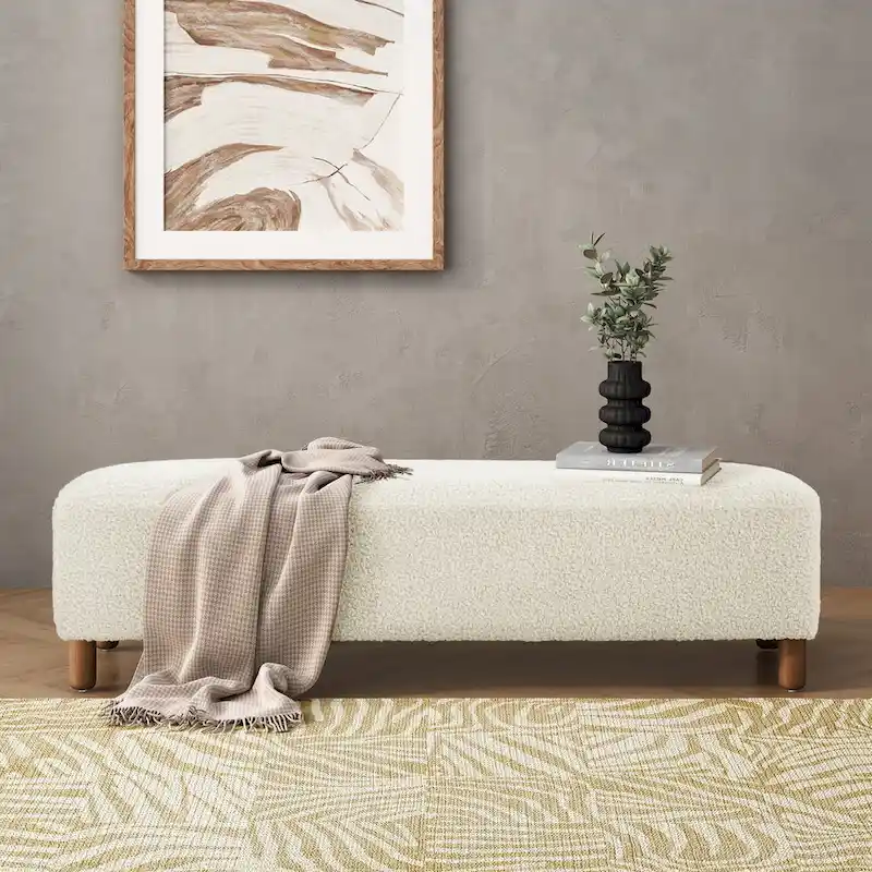 Modern Boucle Ottoman Bench