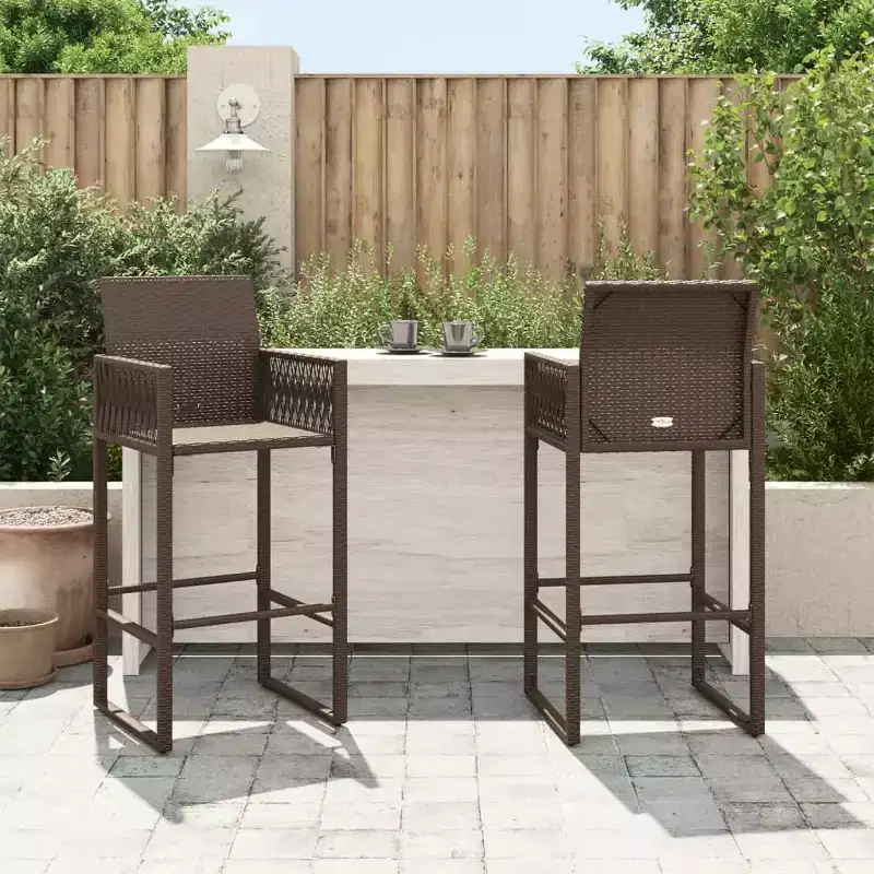 vidaXL Garden Bar Stool PE rattan, powder-coated steel, 100% polyester