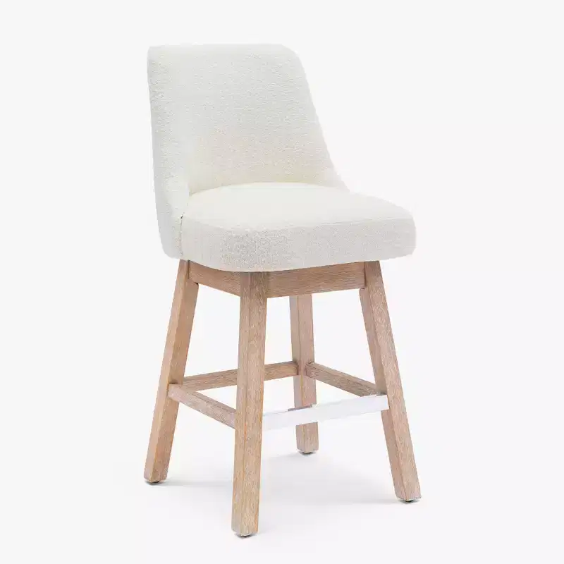 WestinTrends 26 Upholstered Swivel Counter Height Bar Stool, Cream