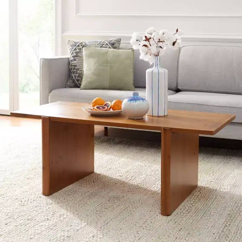 Rectangular Coffee Table with Sawhorse-Style Frame – 18.1