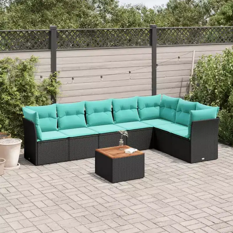 vidaXL 8 Piece Patio Sofa Set with Cushions Poly Rattan