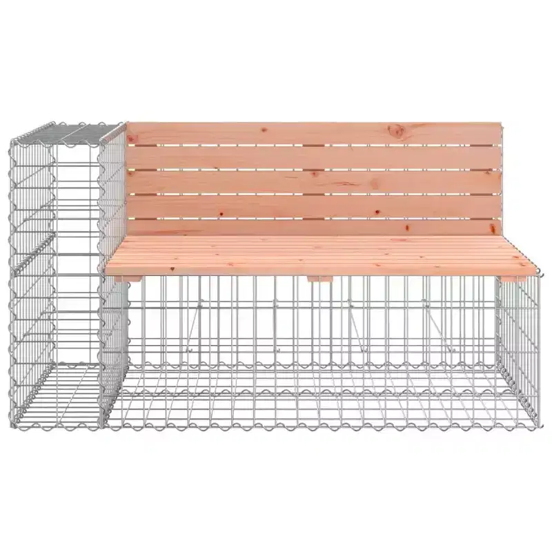 vidaXL Garden Bench With Gabion Basket Wooden, Silver