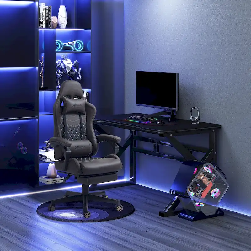 Racing Style Gaming & Office Chair with Adjustable Height, Reclining Back and Lumbar Support