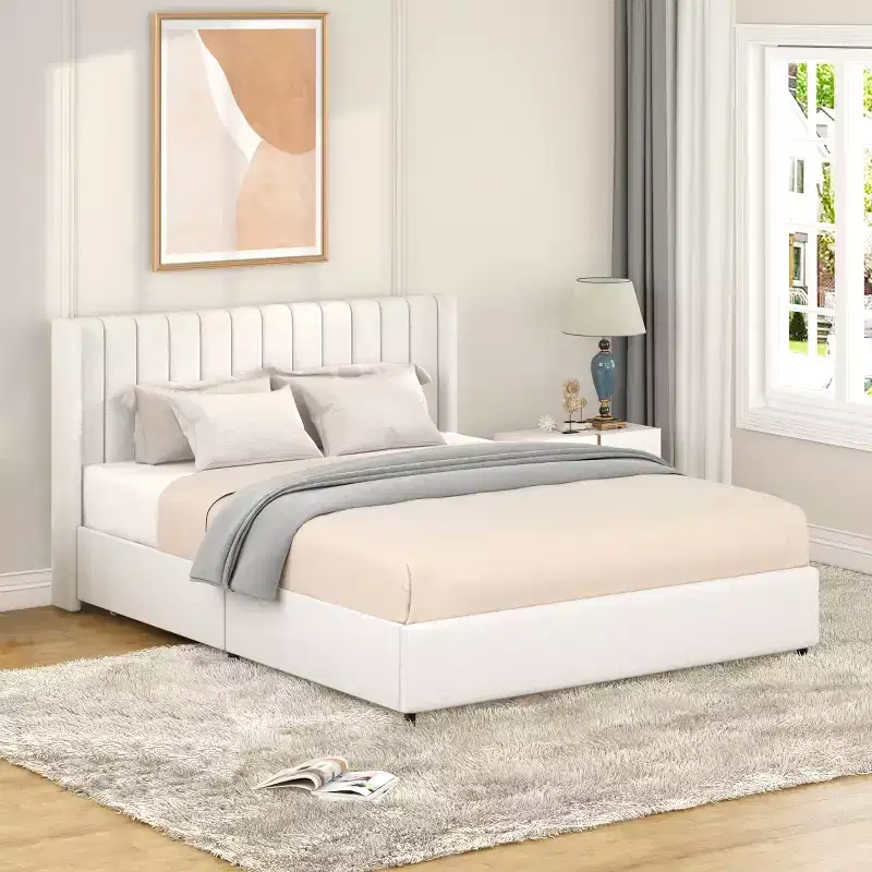 Christopher Knight Home Fred Queen Size Boucle Upholstered Wood Platform Bed Frame with Tufted Headboard