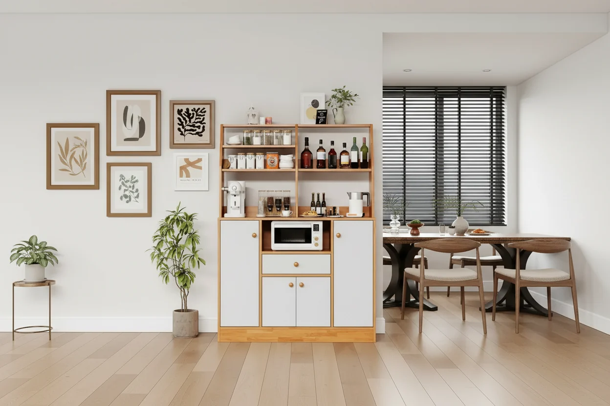 Wood Sideboard Buffet Cabinet, Large Cupboard Cabinet with Storage, Freestanding Kitchen Pantry Cabinets with Drawers, Adjustable Shelf