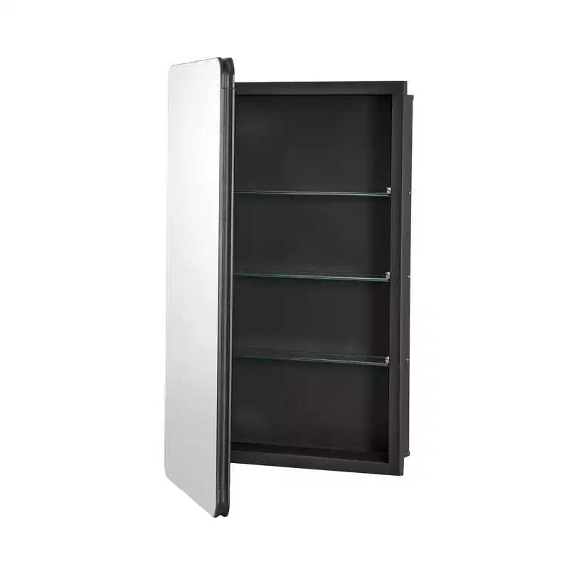 VEVOR Medicine Cabinet, 16.5 x 27.5 inch, Medicine Cabinet for Bathroom with Mirror, Aluminum Frame, 3-layer Adjustable Shelves, Black