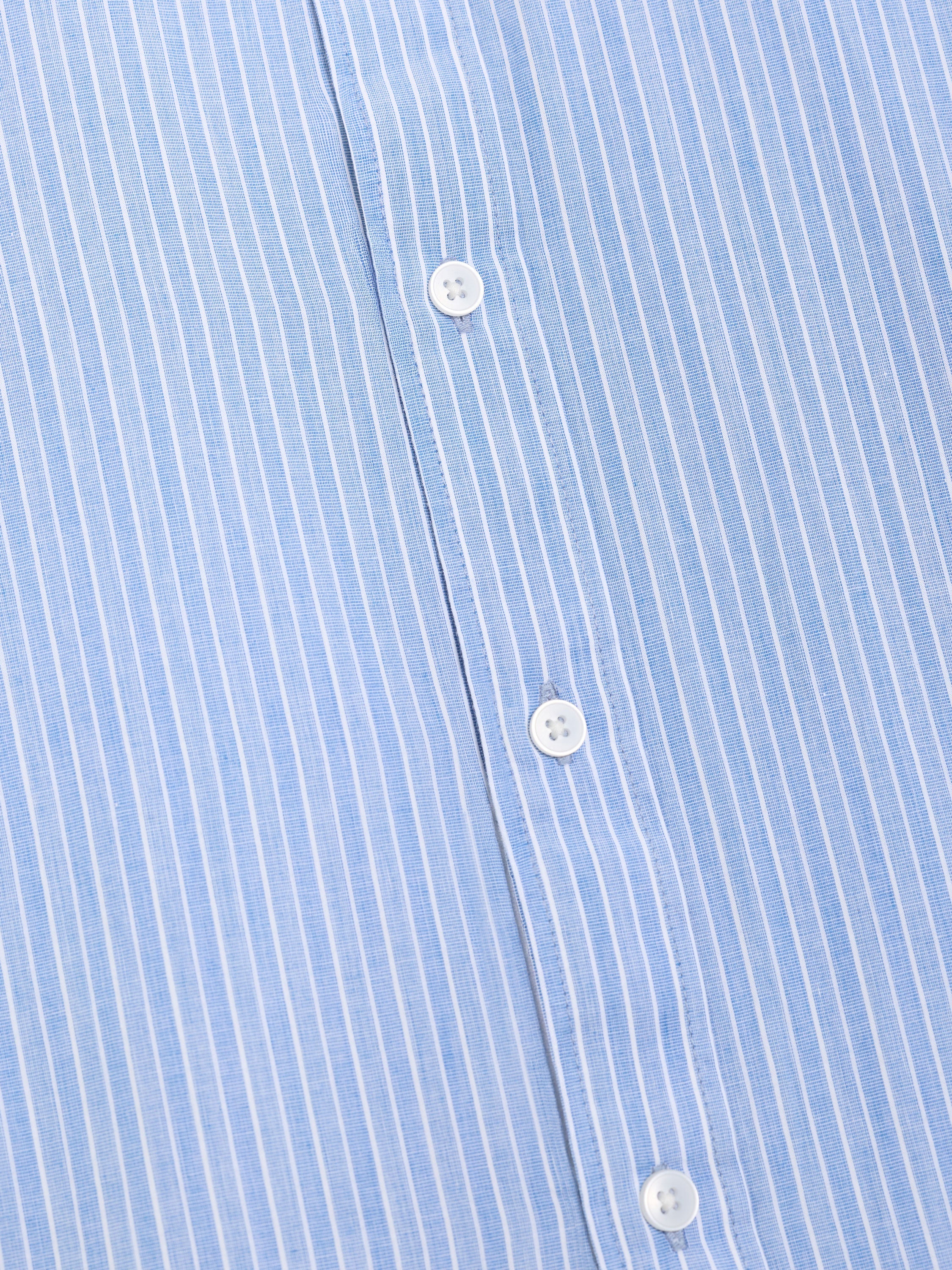Long Sleeve Cotton Blue Striped Button-Through Shirt