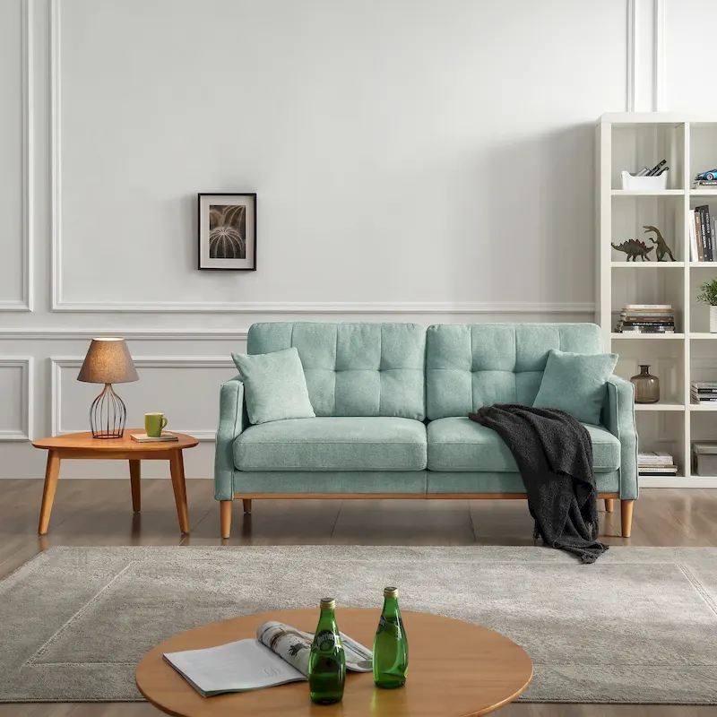 Upholstered Sofa with Waterproof Fabric and USB Charging Port