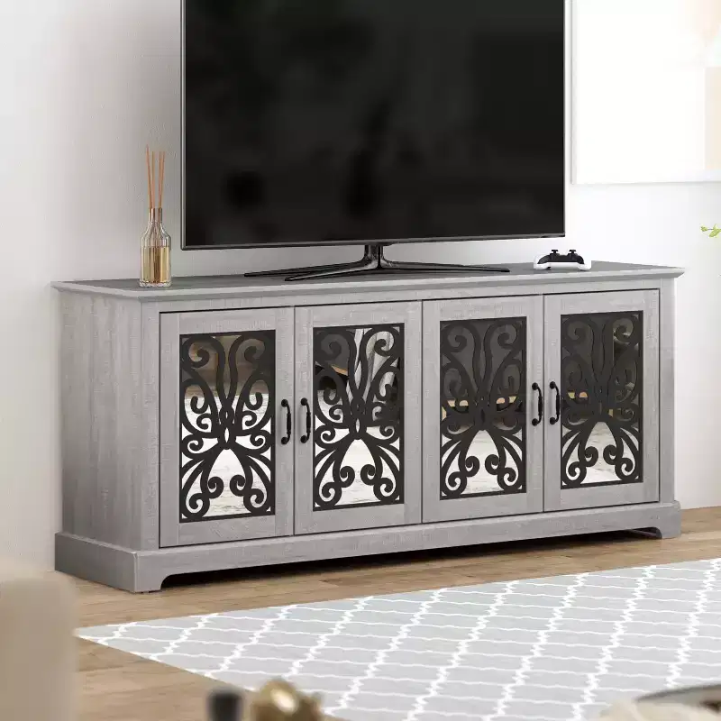 4 Door Wide TV Stand - Dusty Grey Oak